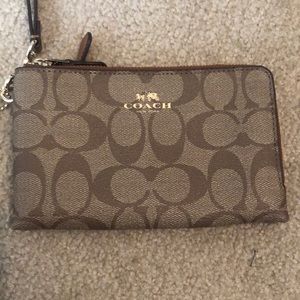 Coach double zipper wristlet